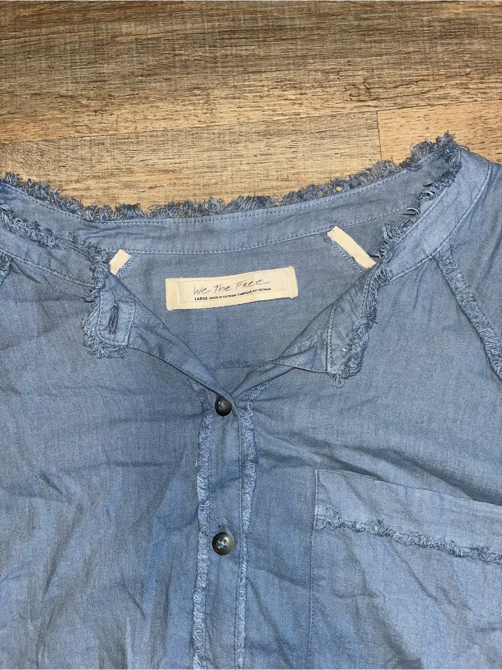 Free People Chambray Linen Blend Button Down Size Large